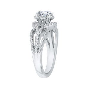 14K White Gold Round Diamond Engagement Ring with Split Shank (Semi Mount)