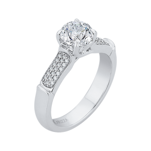 Round Diamond Cathedral Style Engagement Ring In 14K White Gold (Semi Mount)