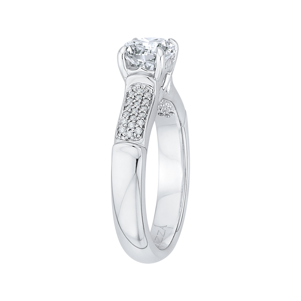 Round Diamond Cathedral Style Engagement Ring In 14K White Gold (Semi Mount)