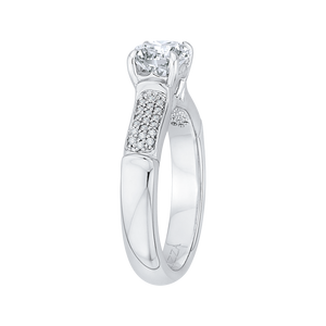 Round Diamond Cathedral Style Engagement Ring In 14K White Gold (Semi Mount)