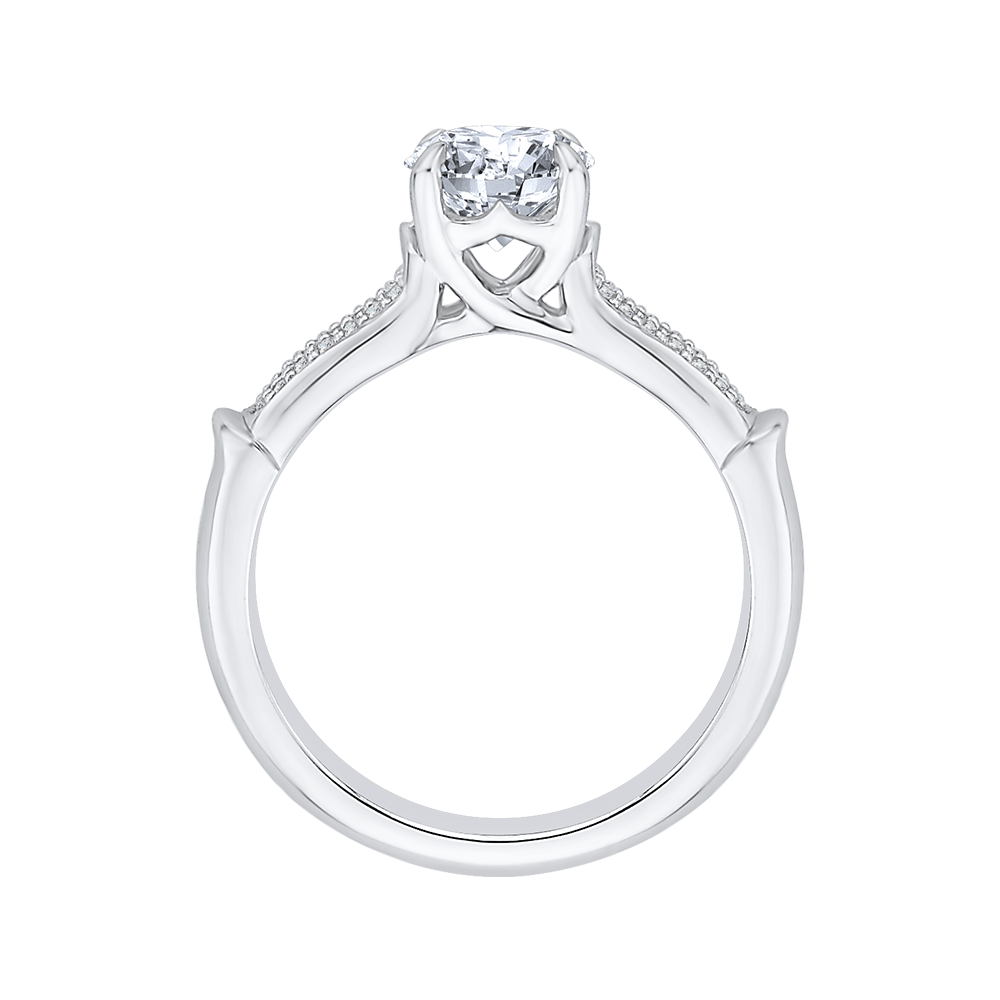 Round Diamond Cathedral Style Engagement Ring In 14K White Gold (Semi Mount)