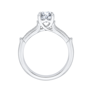 Round Diamond Cathedral Style Engagement Ring In 14K White Gold (Semi Mount)