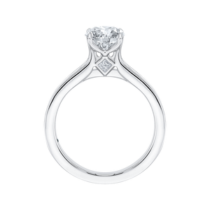 14K White Gold Cut Round Diamond Cathedral Style Engagement Ring (Semi Mount)