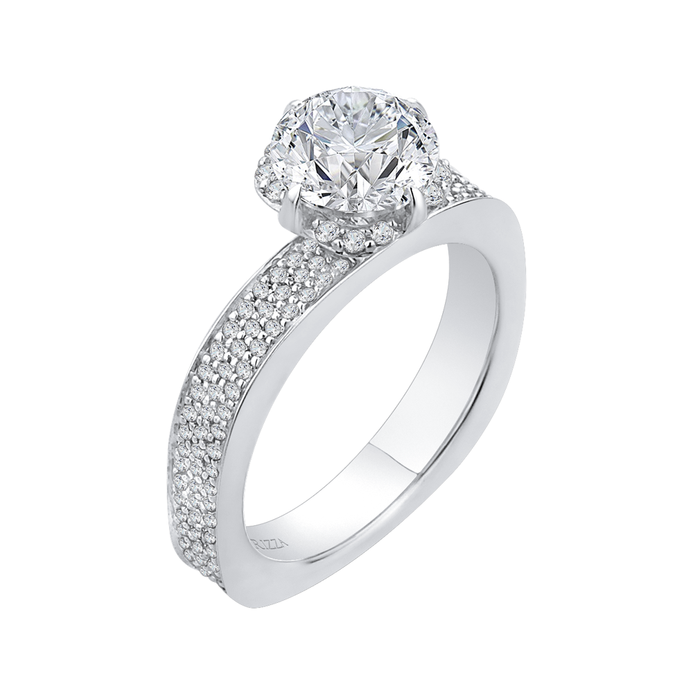 14K White Gold Round Diamond Engagement Ring (Semi Mount)