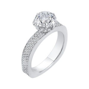 14K White Gold Round Diamond Engagement Ring (Semi Mount)