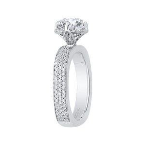 14K White Gold Round Diamond Engagement Ring (Semi Mount)