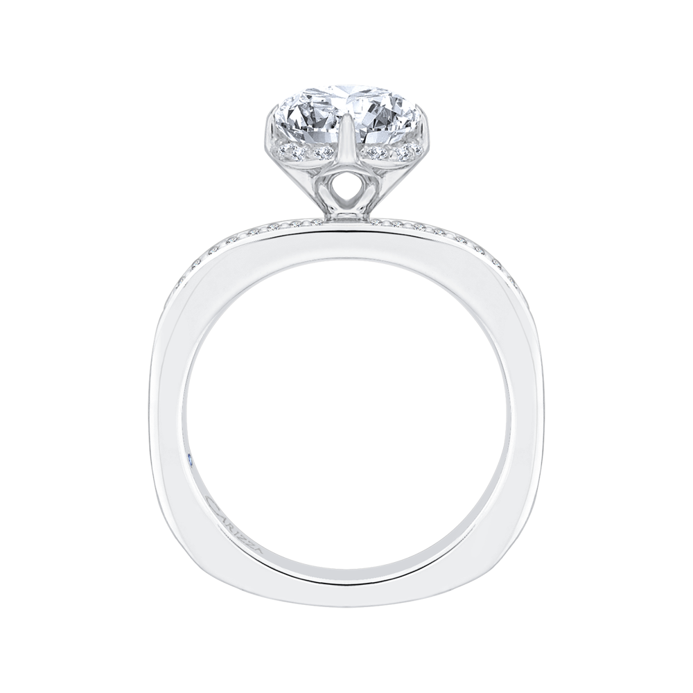 14K White Gold Round Diamond Engagement Ring (Semi Mount)