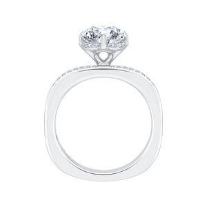 14K White Gold Round Diamond Engagement Ring (Semi Mount)