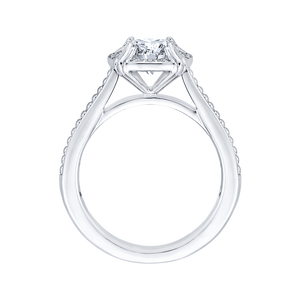 14K White Gold Round Diamond Halo Cathedral Style Engagement Ring (Semi Mount)