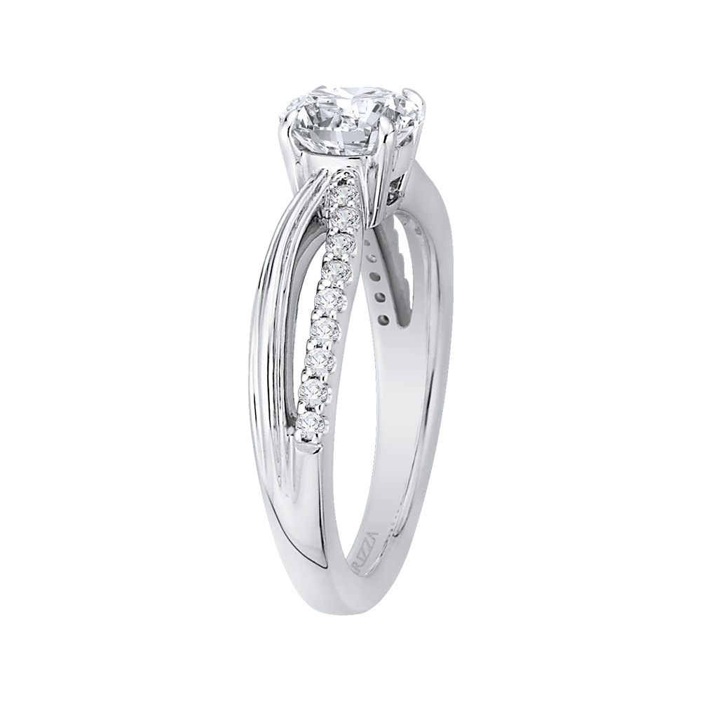 Round Diamond Engagement Ring with Split Shank In 14K White Gold (Semi Mount)