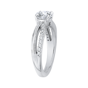 Round Diamond Engagement Ring with Split Shank In 14K White Gold (Semi Mount)