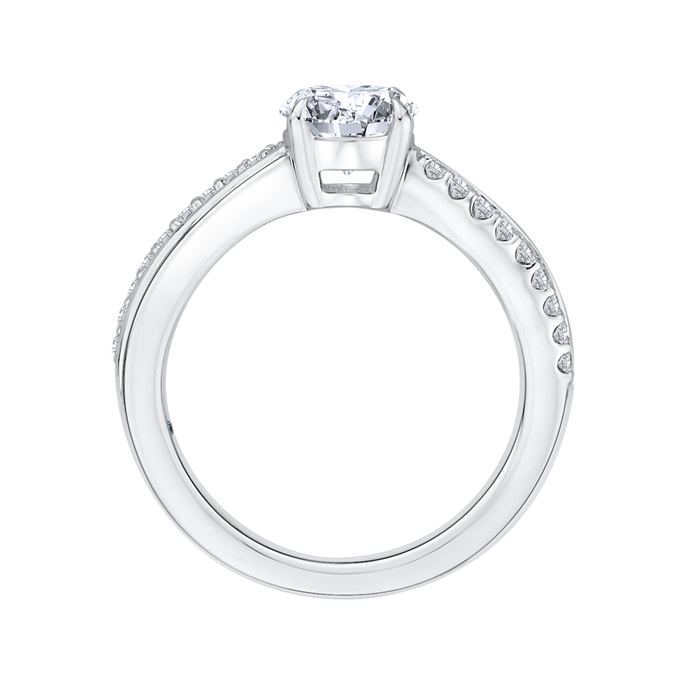 Round Diamond Engagement Ring with Split Shank In 14K White Gold (Semi Mount)