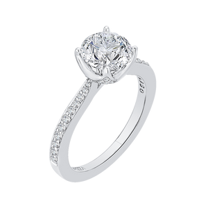 Round Diamond Cathedral Style Engagement Ring In 14K White Gold (Semi Mount)