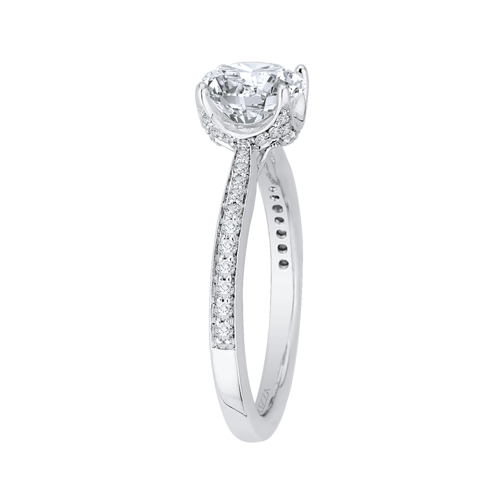 Round Diamond Cathedral Style Engagement Ring In 14K White Gold (Semi Mount)