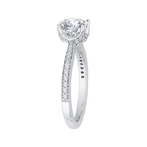 Round Diamond Cathedral Style Engagement Ring In 14K White Gold (Semi Mount)