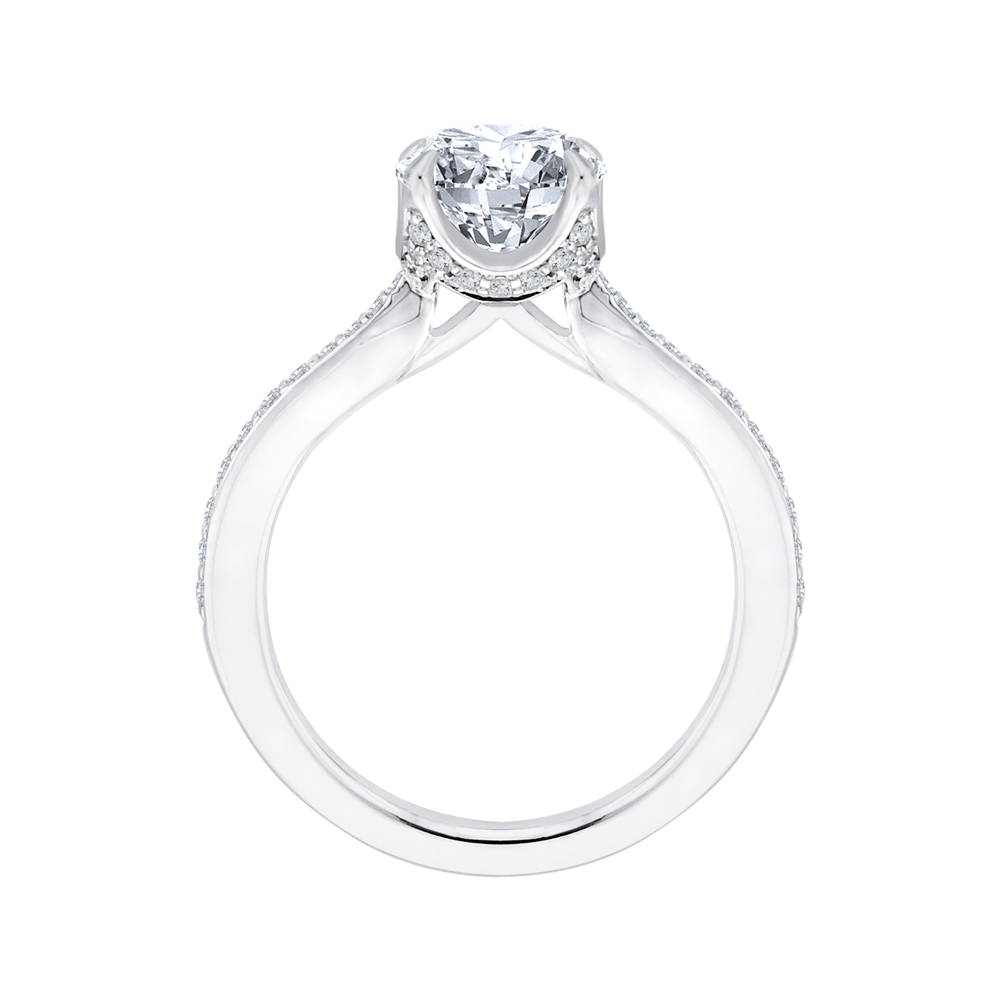 Round Diamond Cathedral Style Engagement Ring In 14K White Gold (Semi Mount)