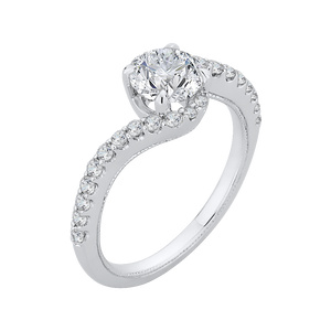 14K White Gold Round Diamond Promise Engagement Ring (Semi Mount)