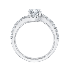 14K White Gold Round Diamond Promise Engagement Ring (Semi Mount)