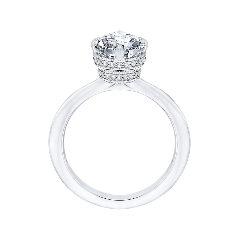 14K White Gold Round Diamond Engagement Ring (Semi Mount)