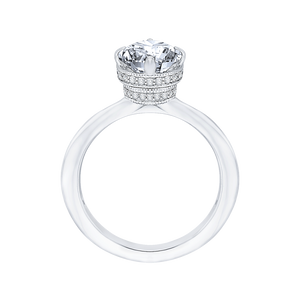 14K White Gold Round Diamond Engagement Ring (Semi Mount)