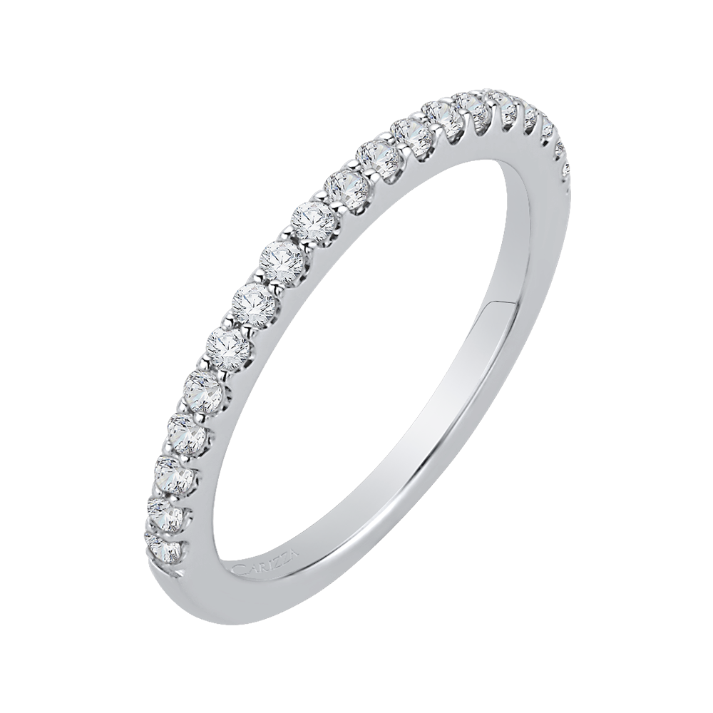 14K White Gold Round Diamond Half Eternity Wedding Band