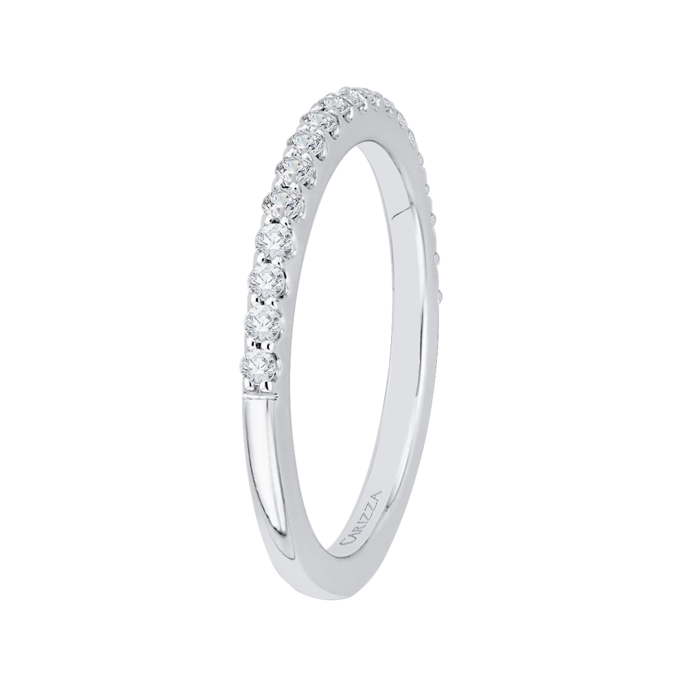 14K White Gold Round Diamond Half Eternity Wedding Band