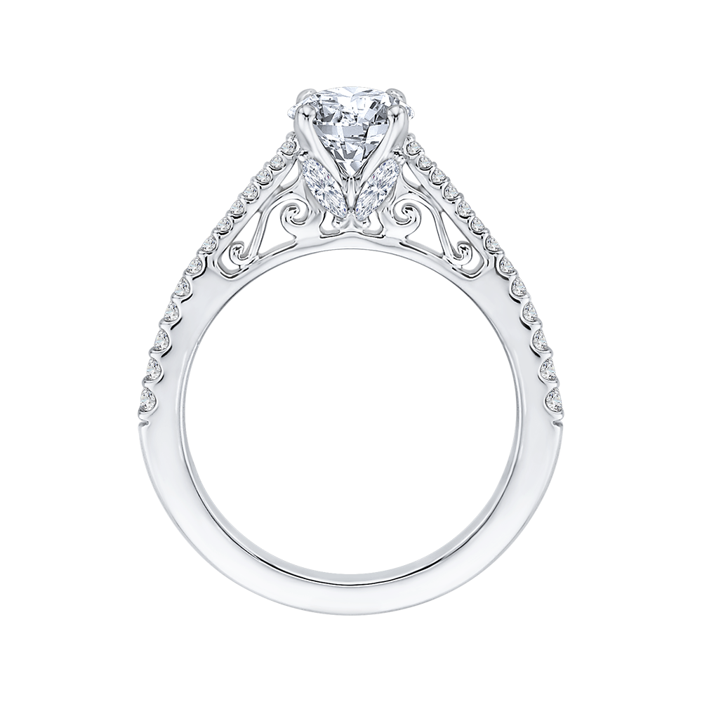 14K White Gold Round Diamond Engagement Ring (Semi Mount)