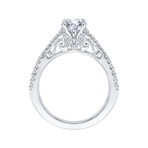 14K White Gold Round Diamond Engagement Ring (Semi Mount)