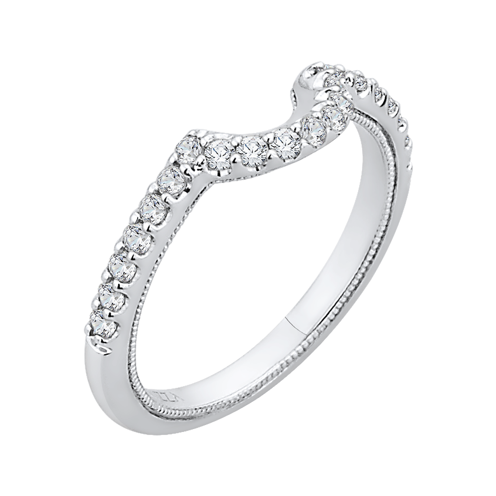 14K White Gold Round Diamond Half Eternity Wedding Band