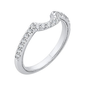 14K White Gold Round Diamond Half Eternity Wedding Band