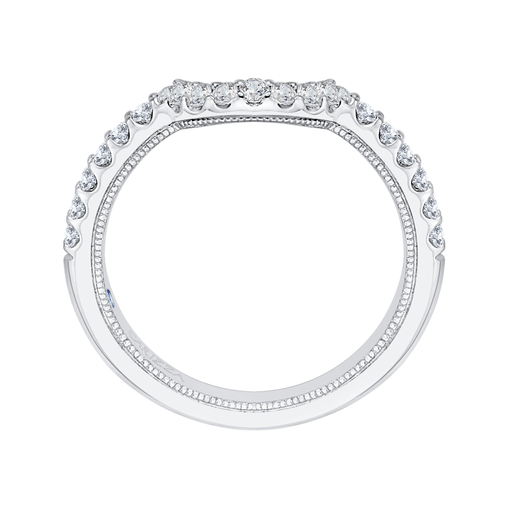 14K White Gold Round Diamond Half Eternity Wedding Band