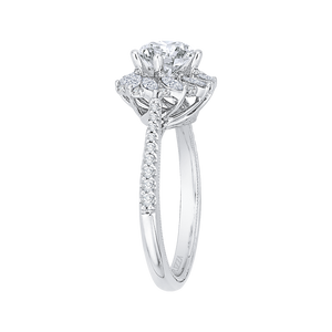 14K White Gold Round Diamond Floral Engagement Ring (Semi Mount)