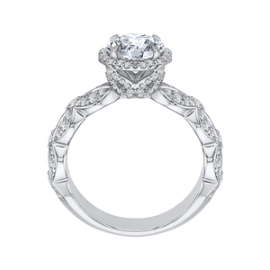 14K White Gold Round Diamond Halo Engagement Ring (Semi Mount)