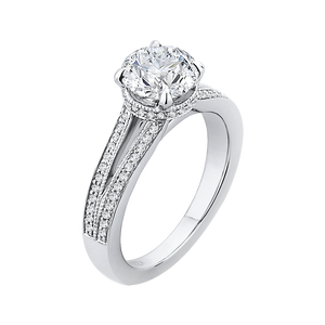 14K White Gold Round Diamond Engagement Ring with Split Shank (Semi Mount)