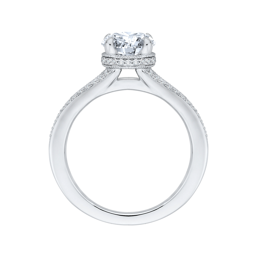 14K White Gold Round Diamond Engagement Ring with Split Shank (Semi Mount)