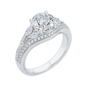 14K White Gold Round Diamond Engagement Ring with Split Shank (Semi Mount)