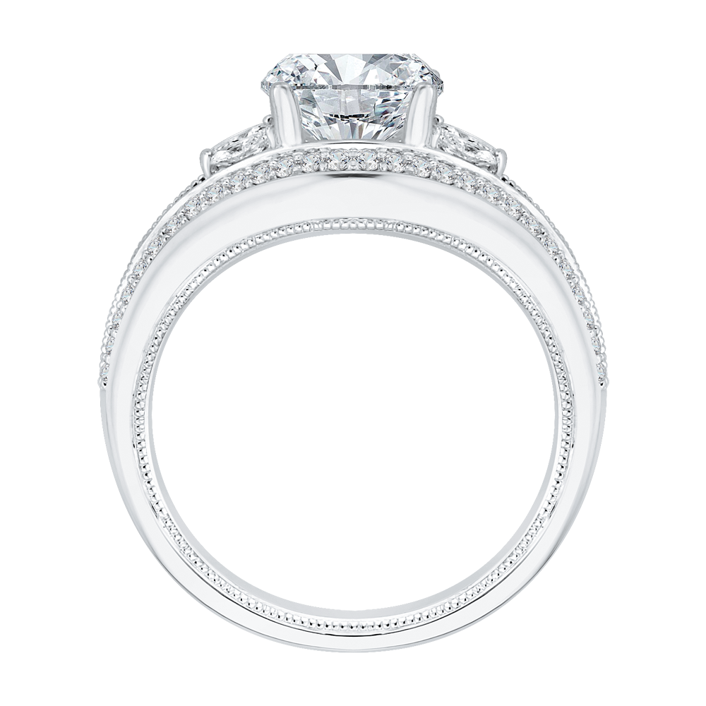 14K White Gold Round Diamond Engagement Ring with Split Shank (Semi Mount)