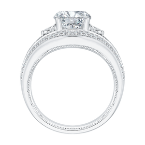 14K White Gold Round Diamond Engagement Ring with Split Shank (Semi Mount)