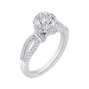 Round Diamond Engagement Ring with Split Shank In 14K White Gold (Semi Mount)