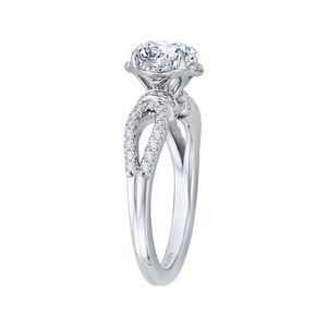 Round Diamond Engagement Ring with Split Shank In 14K White Gold (Semi Mount)