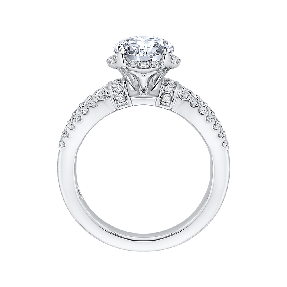 Round Diamond Engagement Ring with Split Shank In 14K White Gold (Semi Mount)