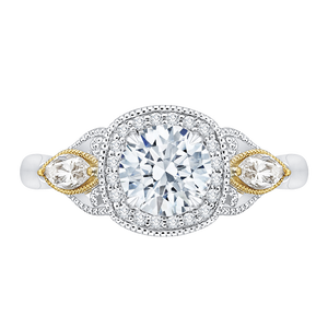 CA0147E-37WY Bridal Jewelry Carizza White Gold Rose Gold Yellow Gold Round Diamond Halo Engagement Rings