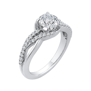 14K White Gold Round Diamond Engagement Ring (Semi Mount)