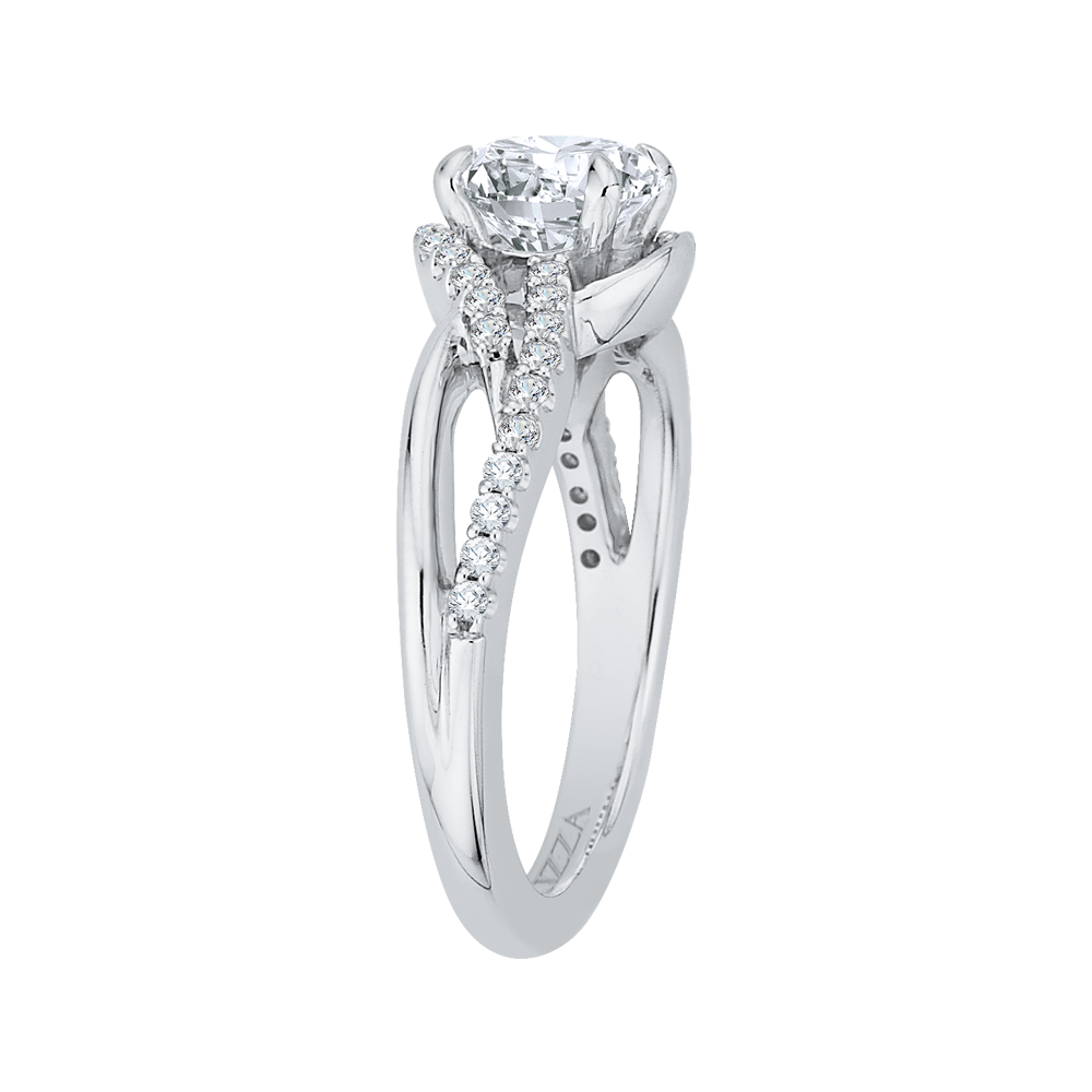 14K White Gold Round Diamond Engagement Ring (Semi Mount)