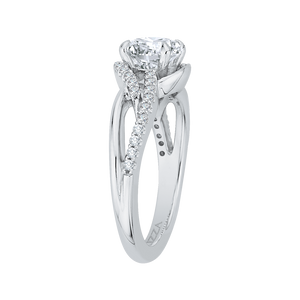 14K White Gold Round Diamond Engagement Ring (Semi Mount)