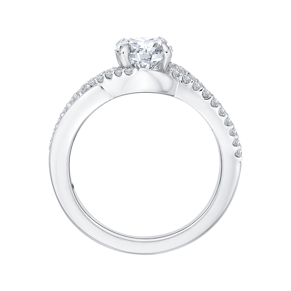 14K White Gold Round Diamond Engagement Ring (Semi Mount)