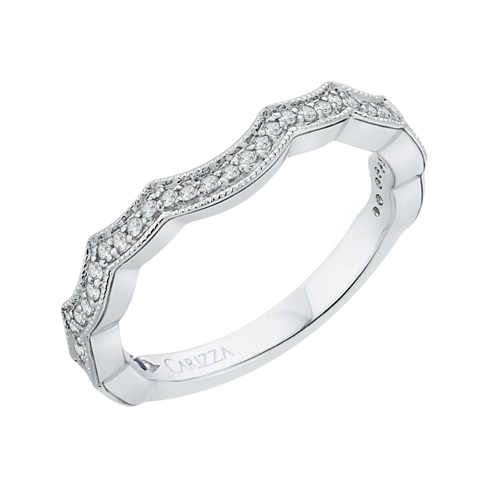 14K White Gold Round Diamond Wedding Band