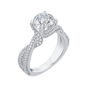 14K White Gold Round Diamond Engagement Ring with Split Shank (Semi Mount)