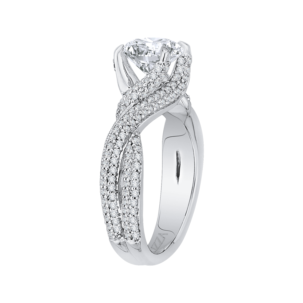 14K White Gold Round Diamond Engagement Ring with Split Shank (Semi Mount)