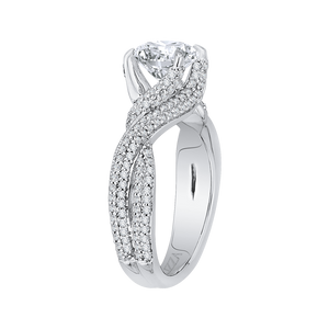 14K White Gold Round Diamond Engagement Ring with Split Shank (Semi Mount)